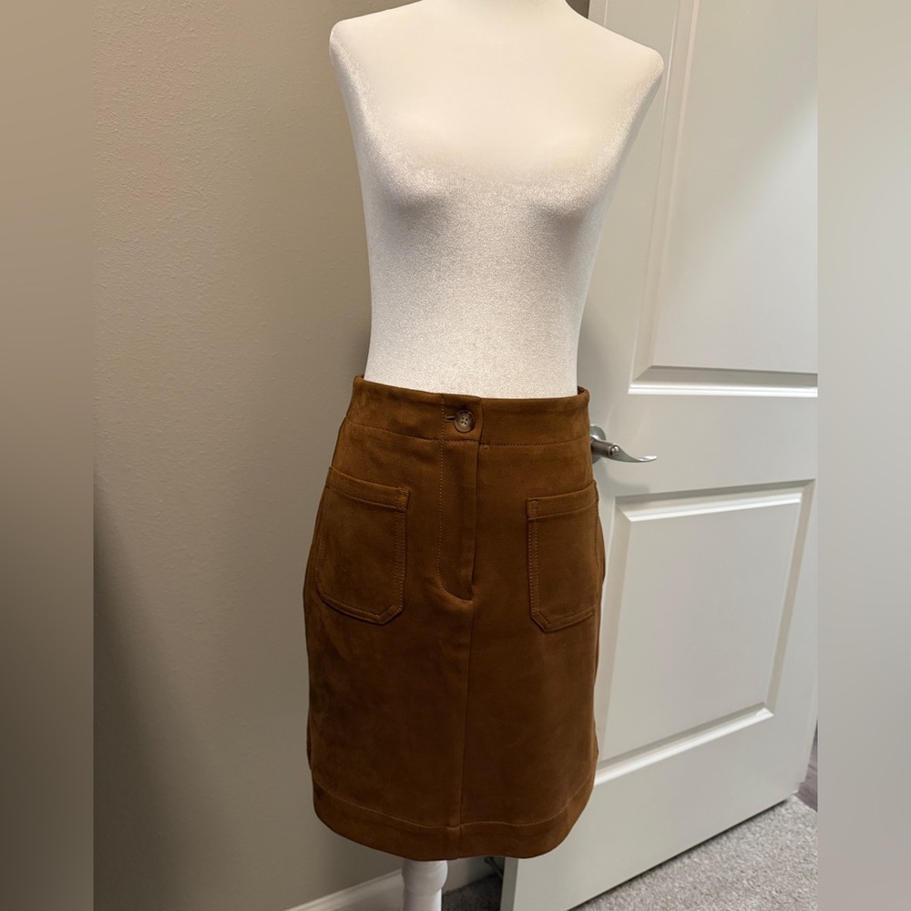 LOFT Brown Suede Skirt, 00